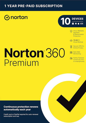 Κλειδί Norton 360 Premium 2024 LATAM (1 έτος / 10 συσκευές) + 75 GB Cloud Storage + VPN