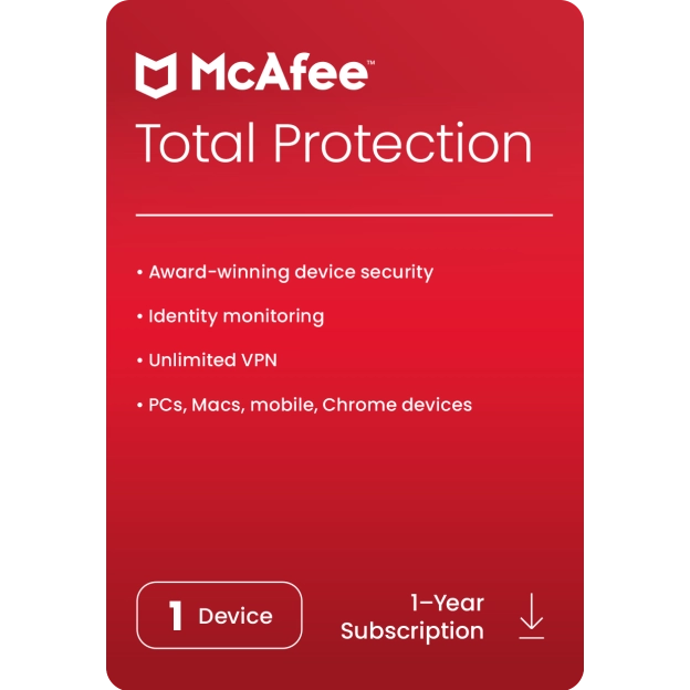 McAfee Total Protection 2024 Key (1 έτος / 1 συσκευή)