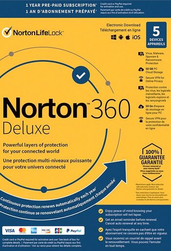 Norton 360 Deluxe EU Key (1 έτος / 5 συσκευές)