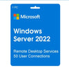 Windows Server 2022 Υπηρεσίες απομακρυσμένης επιφάνειας εργασίας 50 χρηστών CAL CD Key